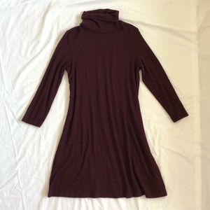 Burgundy Mock-Neck Dress